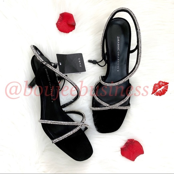 ZARA Bejeweled Mid-Height Heeled Sandals - Picture 3 of 8